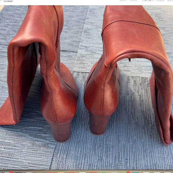 Sam Edelman Maroon Leather Boots Size 8 - Picture 6 of 7